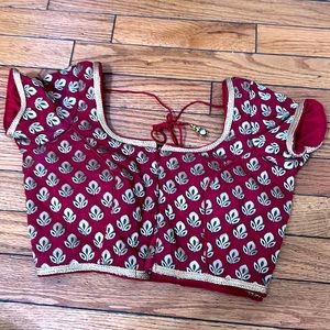 Maroon Brocade Saree Blouse
